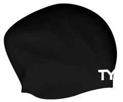 TYR Long Hair Wrinkle Free Silicone Swimming Cap - Black