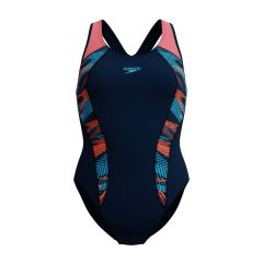 Speedo Womens Placement Laneback Swimsuit - True Navy