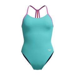 Speedo Girls Solid Lane Line Back Swimsuit - Arctic Glass