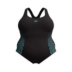 Speedo Womens Placement Medalist Swimsuit - Black/Dark Teal