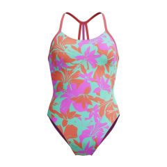 Speedo Girls Allover Lane Line Back Swimsuit - Multi