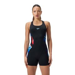 Speedo Womens Digital Printed Legsuit - Black