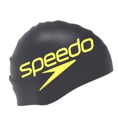 Speedo Printed Silicone Swimming Cap - Black Stacked Logo