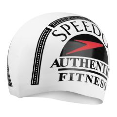 Speedo Printed Silicone Swimming Cap - White/Black