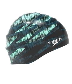 Speedo Printed Silicone Swimming Cap - Dark Teal Semi Tide