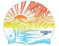 Speedo Printed Silicone Swimming Cap - Volcanic Orange Speedo Sunset