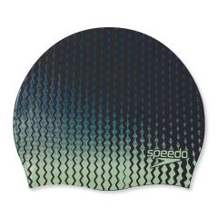 Speedo Slogan Print Swimming Cap - Black/Matcha/Teal