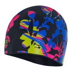 Speedo Junior Printed Silicone Swimming Cap - Pink/Blue/Yellow