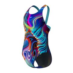 Speedo Girls Digital Allover Leaderback Swimsuit - Arctic Glass