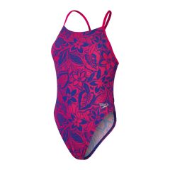 Speedo Womens Bondi Night Floral Allover Tie-Back 1 Piece Swimsuit - Pink