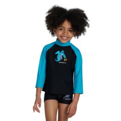 Speedo Boys Long Sleeve Printed Rash Top - Black/Blue