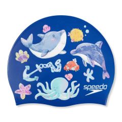 Speedo Junior Digital Printed Swimming Cap - Imperial Blue/Picton Blue/Curious Blue