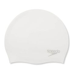 Speedo Plain Moulded Silicone Swimming Cap - White/Silver