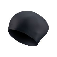 Nike Adult Long Hair Silicone Swimming Cap - Black