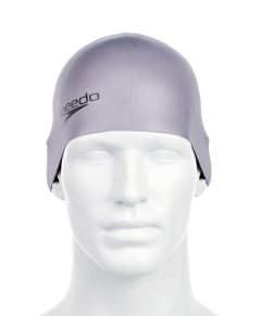 Speedo Plain Moulded Silicone Swimming Cap - Silver