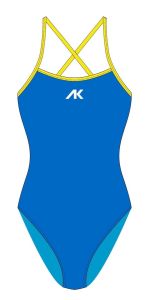 Womens AK Tieback Swimsuit - Blue/Yellow