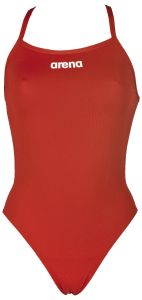 Arena Womens Solid Lightech Swimsuit - Red