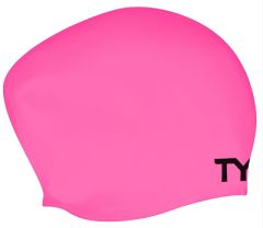 TYR Long Hair Wrinkle Free Silicone Swimming Cap - Pink