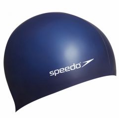 Speedo Plain Flat Silicone Swimming Cap - Blue