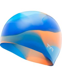 TYR Junior Tie Dye Silicone Swim Cap - Blue