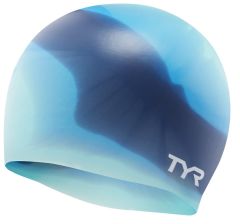 TYR Junior Tie Dye Silicone Swimming Cap - Blue