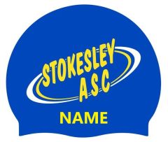 Stokesley Blue 3pk Club Logo + Name Swimming Cap - Blue/Yellow