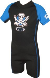 TWF Kids Pirate 2mm Summer Shortie Wetsuit - Black/Blue