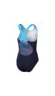 Speedo Girls Digi Placement Splashback Swimsuit - True Navy/Picton Blue/Siren Red/Lemon Drizzle