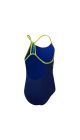 Speedo Girls Placement Lane Line Back Swimsuit - Cerulean Blue/Flare Pink/Bitter Lime/Bolt