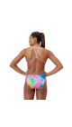 Speedo Womens Printed V-Back Swimsuit - Blue