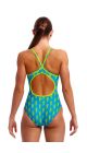 Funkita Ladies Bolted Diamond Back One Piece Swimsuit - Blue/Green