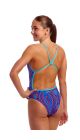 Funkita Ladies Frequency Single Strength One Piece Swimsuit - Blue/Red