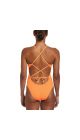 Nike Womens Hydrastrong Solid Lace Up Tie Back One Piece Swimsuit - Orange