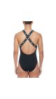 Nike Womens Logo Tape Crossback One Piece Swimsuit - Black