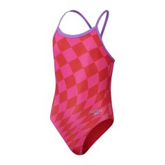 Speedo Girls Allover Digital Vback Swimsuit - Watermelon/Flare Pink