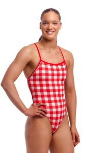 Funkita Ladies Red Checker Single Strength One Piece Swimsuit - Red/White