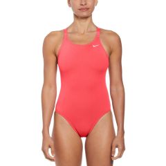 Nike Womens Hydrastrong Solid Fastback One Piece Swimsuit - Hot Punch