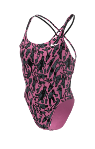 Nike Womens Hydrastrong Multiple Print Spiderback One Piece Swimsuit - Pink