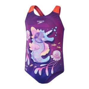 Speedo Girls Digital Printed Swimsuit - Desire/Kiki Pink/Calibe