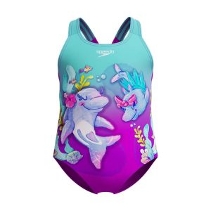 Speedo Girls Digital Printed Swimsuit - Purple/Arctic Glass