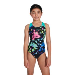 Speedo Girls Digital Placement Splashback Swimsuit - Black