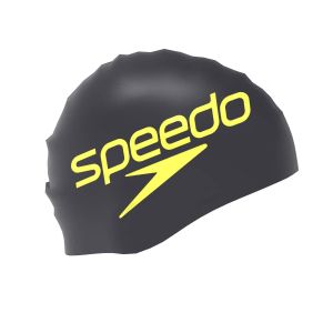 Speedo Printed Silicone Swimming Cap - Black Stacked Logo