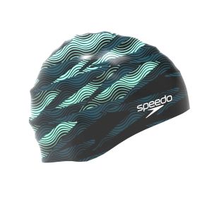 Speedo Printed Silicone Swimming Cap - Dark Teal Semi Tide