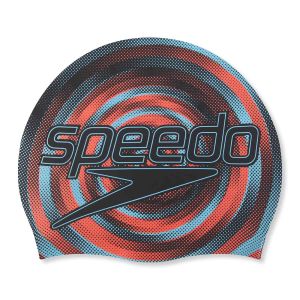 Speedo Junior Slogan Print Swimming Cap - Black/Picton Blue/Siren Red