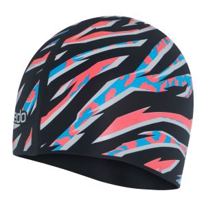 Speedo Junior Printed Silicone Swimming Cap - Black