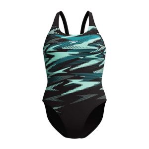 Speedo Womens HyperBoom Placement Muscleback Swimsuit - Black/Dark Teal