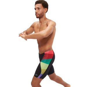 Speedo Mens Placement Digital V-Cut Jammer - Black/Sweet Purple/Harlequin Green/Watermelon