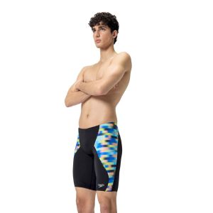 Speedo Mens Allover Digital V-Cut Jammer - Picton Blue/Lemon Drizzle