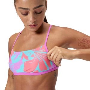 Speedo Womens Allover Digital Cross Back Crop Top - Multi