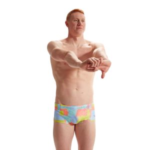 Speedo Mens 17cm Club Training Allover Digital Brief - Disco Peach/Curious Coral/Bitter Lime/Curious Blue/Arctic Glass